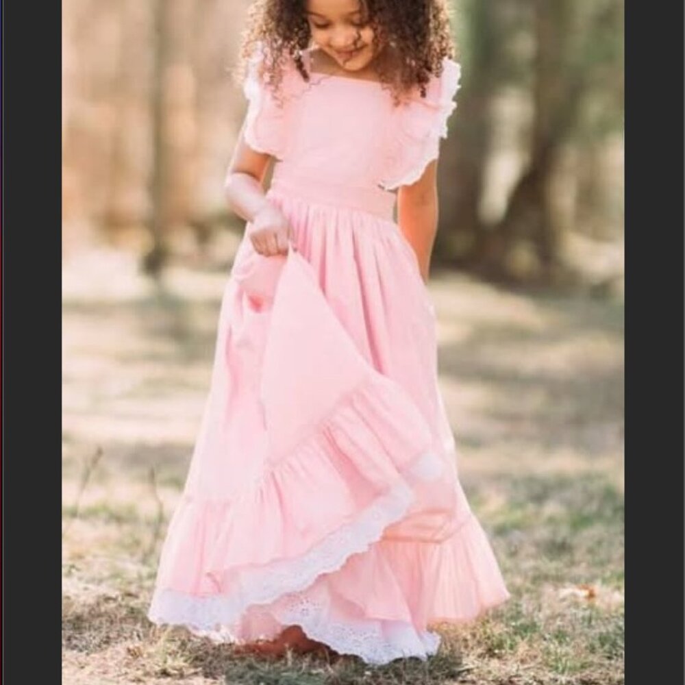 NWT Girls Well Dressed Wolf Ballet Slipper Light Pink Naomi Maxi Dress Lace 4T 5